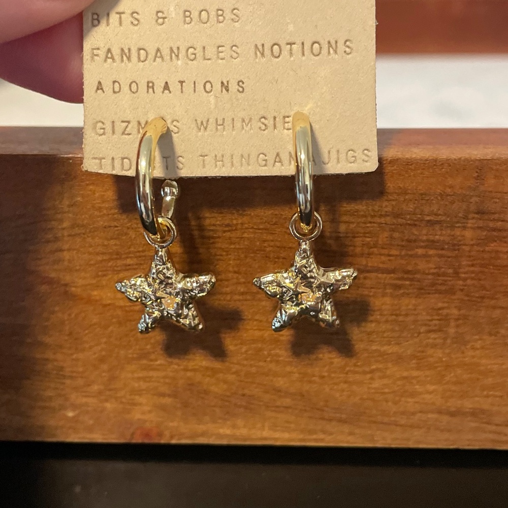 Anthropologie gold starfish huggie hoop earrings